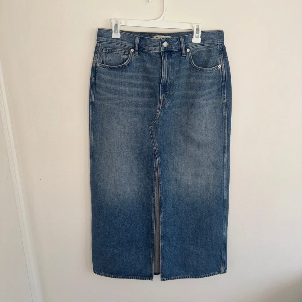 NWOT Madewell The Rilee Denim Midi Skirt 30